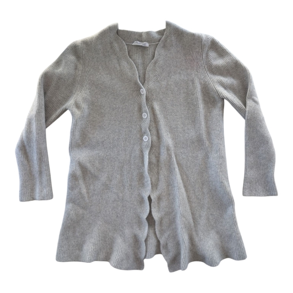 Vintage Daniel Napier Angora Geelong Wool Cardigan Grey Womens 12